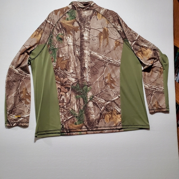 RealTree Xtra Longsleeve 2XL Green Camouflage Mens 1/4 Zip Scent Factor PT 5007 - Picture 5 of 10